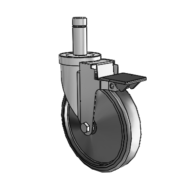30 Series Grip Ring Zinc Swivel Caster with 6 x 1.25 Hard Rubber Wheel and PosiLoc Brake