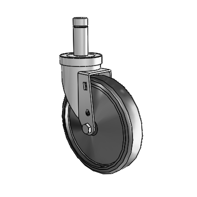 30 Series Grip Ring Zinc Swivel Caster with 6 x 1.25 Hard Rubber Wheel