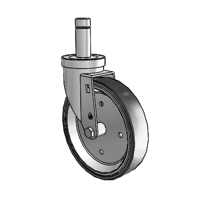 30 Series Grip Ring Zinc Swivel Caster with 6 x 1.25 Welded Disc Rubber (Black) Wheel