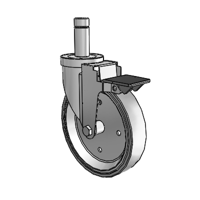 30 Series Grip Ring Zinc Swivel Caster with 6 x 1.25 Welded Disc Rubber (Grey) Wheel and PosiLoc Brake