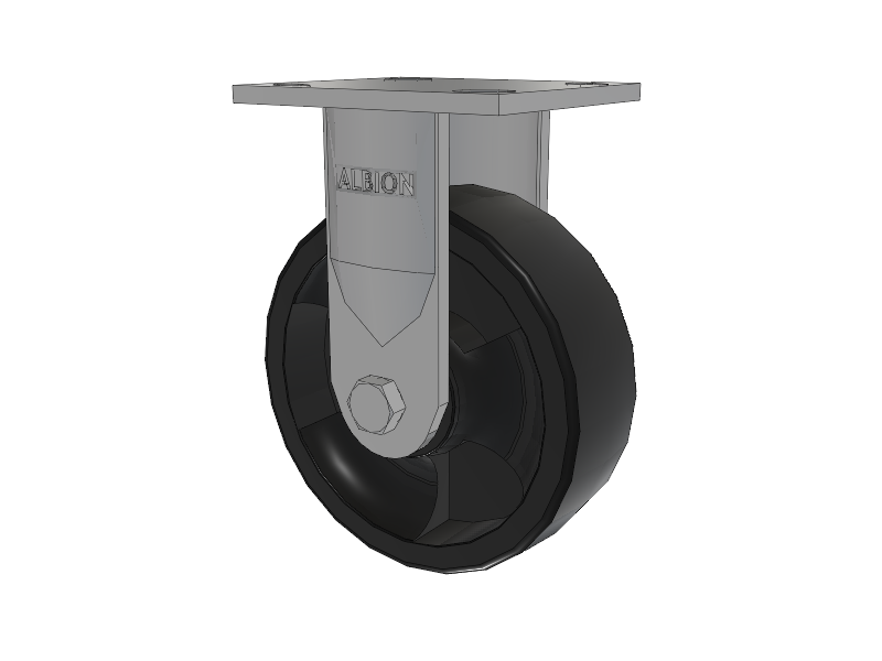 16 Series Top Plate Rigid Caster with 6 x 2 Black Nylon HT - Glass-Filled Nylon (High Heat) Wheel