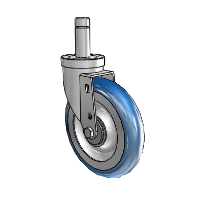30 Series Grip Ring Zinc Swivel Caster with 6 x 1.25 PolyLoc (Blue) Wheel