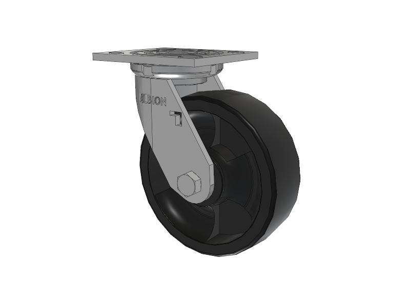 16 Series Top Plate Swivel Caster with 6 x 2 Black Nylon HT - Glass-Filled Nylon (High Heat) Wheel