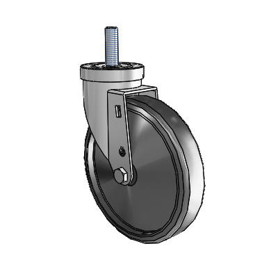 30 Series Threaded Stem Zinc Swivel Caster with 6 x 1.25 Cushion Rubber Wheel