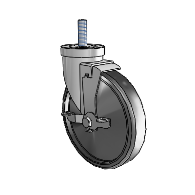 30 Series Threaded Stem Zinc Swivel Caster with 6 x 1.25 Cushion Rubber Wheel and VertiLoc Brake