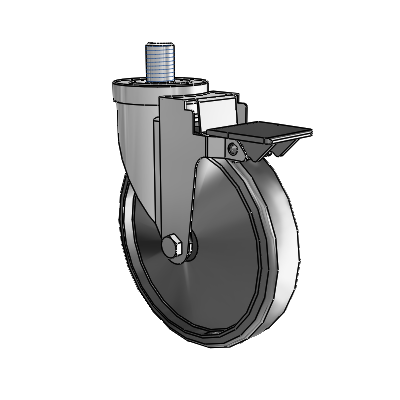 30 Series Threaded Stem Zinc Swivel Caster with 6 x 1.25 Cushion Rubber Wheel and PosiLoc Brake