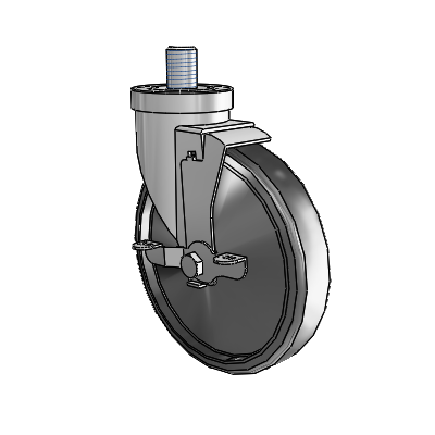 30 Series Threaded Stem Zinc Swivel Caster with 6 x 1.25 Cushion Rubber Wheel and VertiLoc Brake