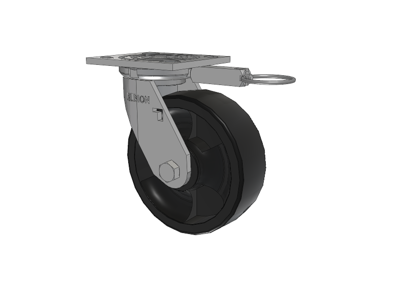 16 Series Top Plate Swivel Caster with 6 x 2 Black Nylon HT - Glass-Filled Nylon (High Heat) Wheel