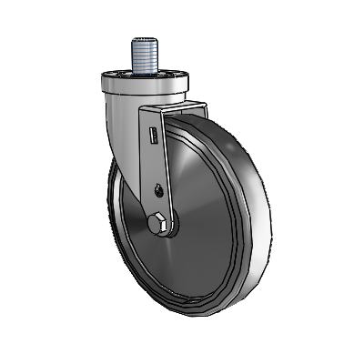 30 Series Threaded Stem Zinc Swivel Caster with 6 x 1.25 Cushion Rubber (Conductive) Wheel