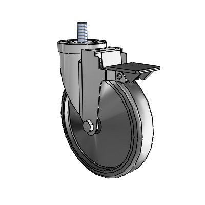 30 Series Threaded Stem Zinc Swivel Caster with 6 x 1.25 Hard Rubber Wheel and PosiLoc Brake