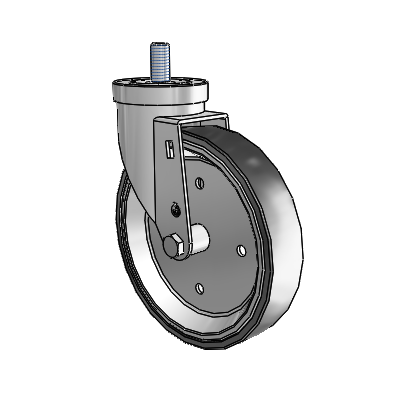30 Series Threaded Stem Zinc Swivel Caster with 6 x 1.25 Welded Disc Rubber (Black) Wheel
