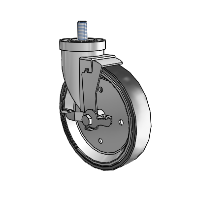 30 Series Threaded Stem Zinc Swivel Caster with 6 x 1.25 Welded Disc Rubber (Black) Wheel and VertiLoc Brake