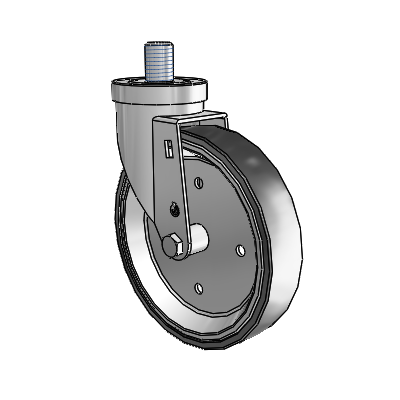 30 Series Threaded Stem Zinc Swivel Caster with 6 x 1.25 Welded Disc Rubber (Black) Wheel