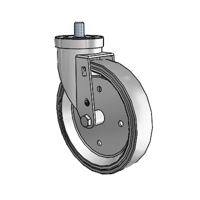 30 Series Threaded Stem Zinc Swivel Caster with 6 x 1.25 Welded Disc Rubber (Grey) Wheel