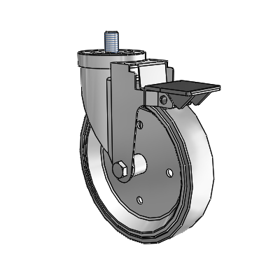 30 Series Threaded Stem Zinc Swivel Caster with 6 x 1.25 Welded Disc Rubber (Grey) Wheel and PosiLoc Brake
