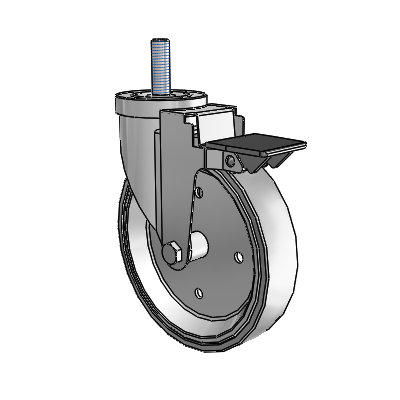 30 Series Threaded Stem Zinc Swivel Caster with 6 x 1.25 Welded Disc Rubber (Grey) Wheel and PosiLoc Brake