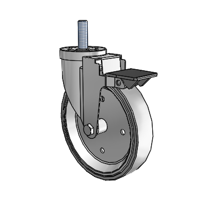 30 Series Threaded Stem Zinc Swivel Caster with 6 x 1.25 Welded Disc Rubber (Grey) Wheel and PosiLoc Brake