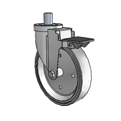 30 Series Threaded Stem Zinc Swivel Caster with 6 x 1.25 Welded Disc Rubber (Grey) Wheel and PosiLoc Brake
