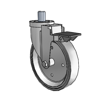 30 Series Threaded Stem Zinc Swivel Caster with 6 x 1.25 Welded Disc Rubber (Grey) Wheel and PosiLoc Brake