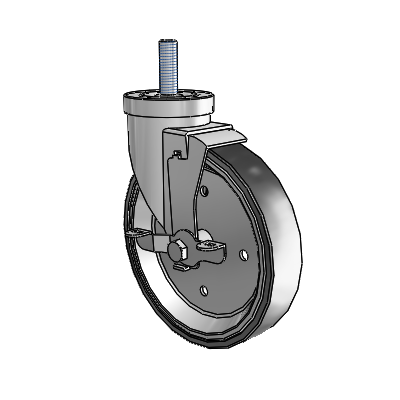 30 Series Threaded Stem Zinc Swivel Caster with 6 x 1.25 Welded Disc Polyurethane Wheel and VertiLoc Brake