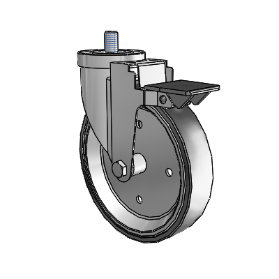 30 Series Threaded Stem Zinc Swivel Caster with 6 x 1.25 Welded Disc Polyurethane Wheel and PosiLoc Brake