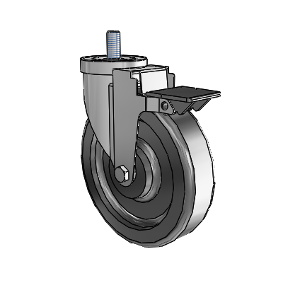 30 Series Threaded Stem Zinc Swivel Caster with 6 x 1.5 Phenolic Wheel and PosiLoc Brake