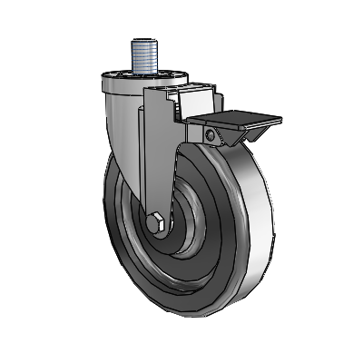 30 Series Threaded Stem Zinc Swivel Caster with 6 x 1.5 Phenolic Wheel and PosiLoc Brake