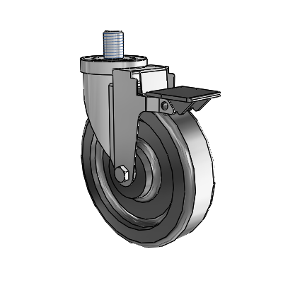 30 Series Threaded Stem Zinc Swivel Caster with 6 x 1.5 Phenolic Wheel and PosiLoc Brake