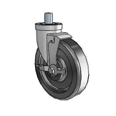 30 Series Threaded Stem Zinc Swivel Caster with 6 x 1.5 Phenolic Wheel and VertiLoc Brake