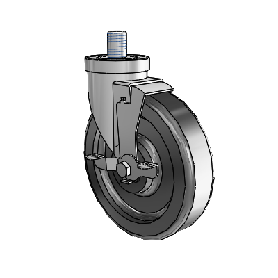 30 Series Threaded Stem Zinc Swivel Caster with 6 x 1.5 Phenolic Wheel and VertiLoc Brake