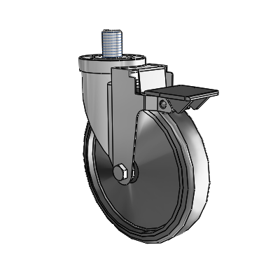30 Series Threaded Stem Zinc Swivel Caster with 6 x 1.25 Hard Rubber Wheel and PosiLoc Brake