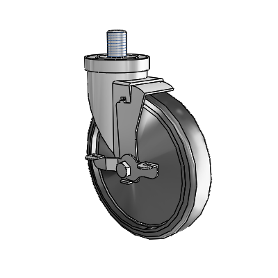 30 Series Threaded Stem Zinc Swivel Caster with 6 x 1.25 Hard Rubber Wheel and VertiLoc Brake