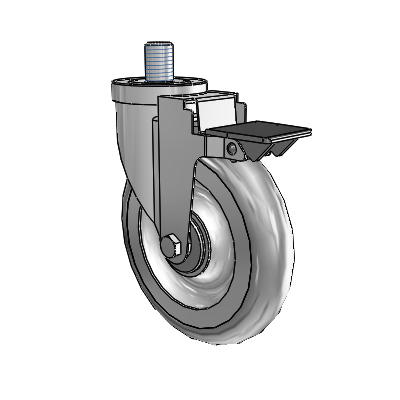 30 Series Threaded Stem Zinc Swivel Caster with 6 x 1.25 Advantage TPR (Round) Wheel and PosiLoc Brake