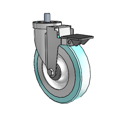 30 Series Threaded Stem Zinc Swivel Caster with 6 x 1.25 Advantage Health Wheel and PosiLoc Brake