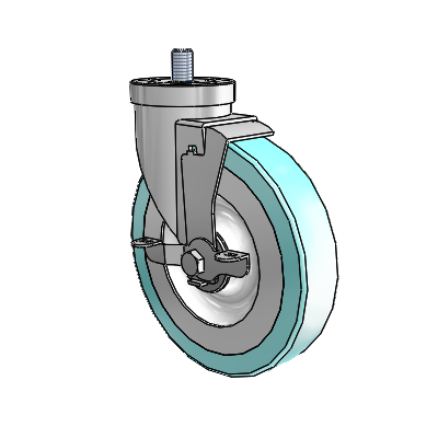 30 Series Threaded Stem Zinc Swivel Caster with 6 x 1.25 Advantage Health Wheel and VertiLoc Brake