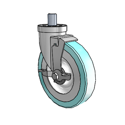 30 Series Threaded Stem Zinc Swivel Caster with 6 x 1.25 Advantage Health Wheel and VertiLoc Brake