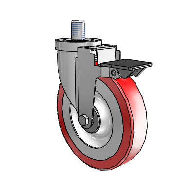 30 Series Threaded Stem Zinc Swivel Caster with 6 x 1.25 Advantage Heat (Flat) Wheel and PosiLoc Brake