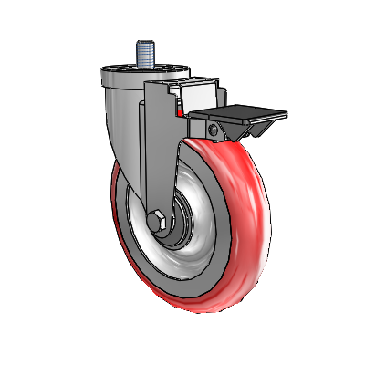 30 Series Threaded Stem Zinc Swivel Caster with 6 x 1.25 Advantage Heat (Round) Wheel and PosiLoc Brake