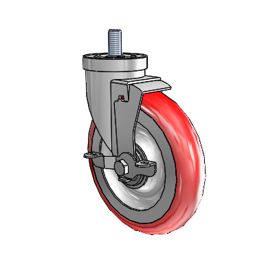 30 Series Threaded Stem Zinc Swivel Caster with 6 x 1.25 Advantage Heat (Round) Wheel and VertiLoc Brake