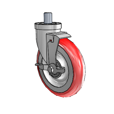 30 Series Threaded Stem Zinc Swivel Caster with 6 x 1.25 Advantage Heat (Round) Wheel and VertiLoc Brake