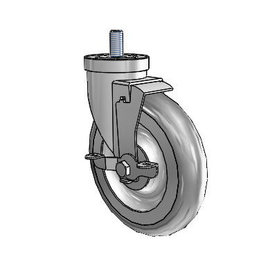 30 Series Threaded Stem Zinc Swivel Caster with 6 x 1.25 PolyLock (Grey) Wheel and VertiLoc Brake