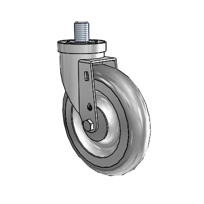 30 Series Threaded Stem Zinc Swivel Caster with 6 x 1.25 Advantage TPR (Round) Wheel