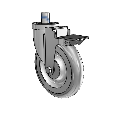 30 Series Threaded Stem Zinc Swivel Caster with 6 x 1.25 Advantage TPR (Round) Wheel and PosiLoc Brake