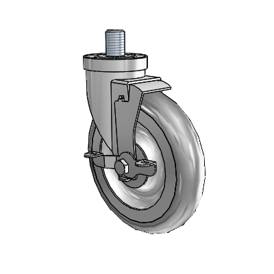 30 Series Threaded Stem Zinc Swivel Caster with 6 x 1.25 Advantage TPR (Round) Wheel and VertiLoc Brake