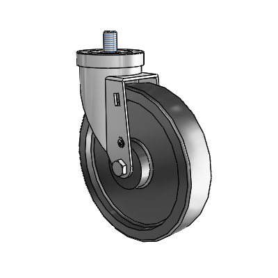 Roulette pivotante en zinc à tige filetée de la série 30, équipée d'une roue en polyoléfine de 6 x 1,5