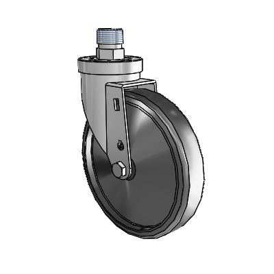 30 Series Pipe Thread Stem Zinc Swivel Caster with 6 x 1.25 Cushion Rubber Wheel