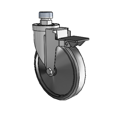 30 Series Pipe Thread Stem Zinc Swivel Caster with 6 x 1.25 Cushion Rubber Wheel and PosiLoc Brake
