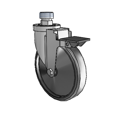 30 Series Pipe Thread Stem Zinc Swivel Caster with 6 x 1.25 Cushion Rubber Wheel and PosiLoc Brake