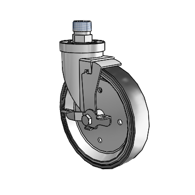 30 Series Pipe Thread Stem Zinc Swivel Caster with 6 x 1.25 Welded Disc Rubber (Black) Wheel and VertiLoc Brake