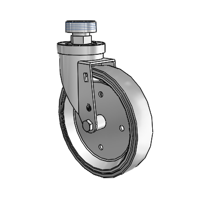 30 Series Pipe Thread Stem Zinc Swivel Caster with 6 x 1.25 Welded Disc Rubber (Grey) Wheel